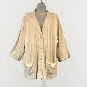NEW Isaac Mizrahi Live Elements Cardigan Cotton Cream Workwear Womens Size 3XL
